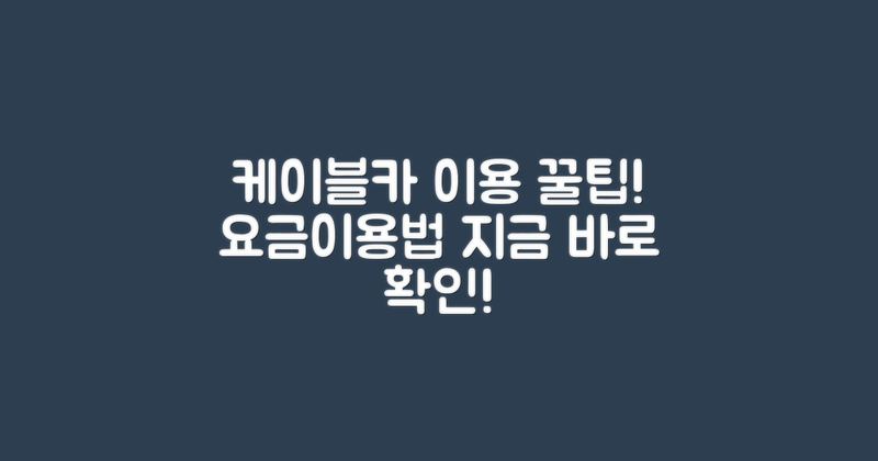 케이블카 이용 팁 및 요금