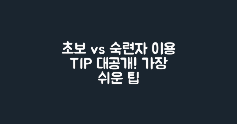 초보 vs 숙련자 이용 팁