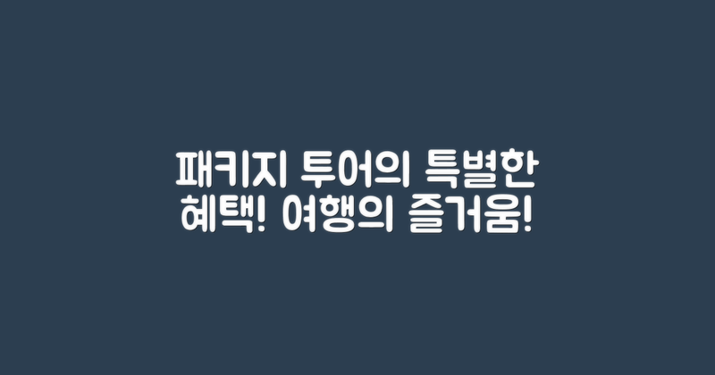 패키지 투어의 혜택