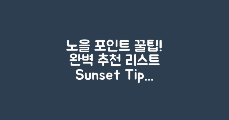 노을 포인트 팁과 추천