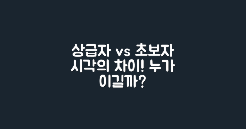 상급자 vs 초보자 시각
