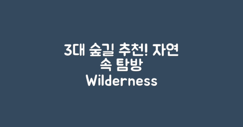 3대 추천 숲길 탐방