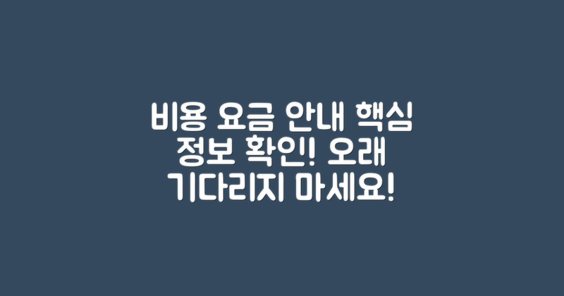 비용 및 요금 정보 안내