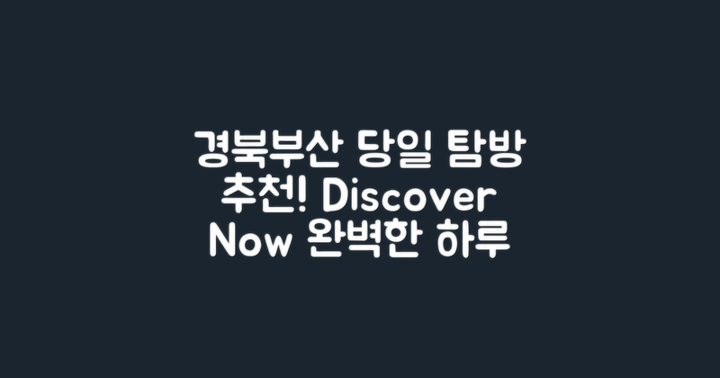 경북·부산 당일 탐방 추천