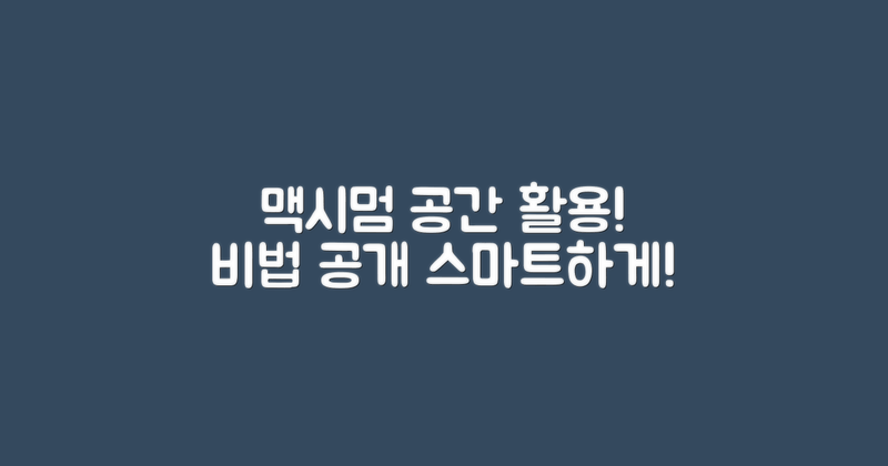 맥시멈 공간 활용 비법