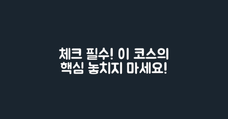 이 코스에서 반드시 체크할 점은?