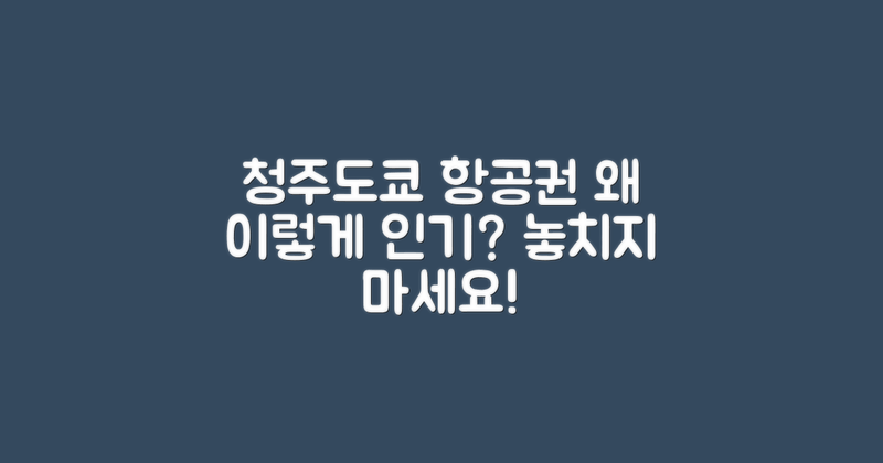 청주도쿄 항공권은 왜 인기일까?