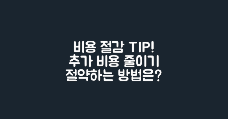 추가 비용은 어떻게 절감할까?