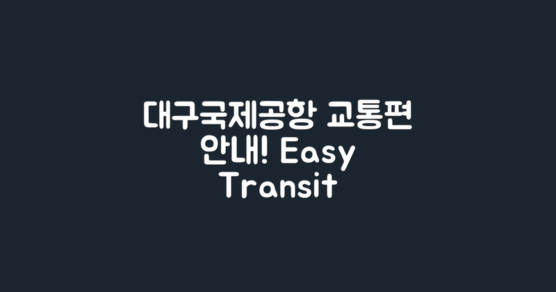 대구국제공항 교통편 안내