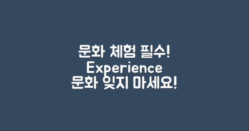 문화 체험도 잊지 마세요