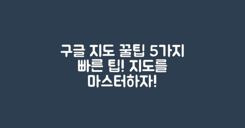 5가지 구글 지도 팁