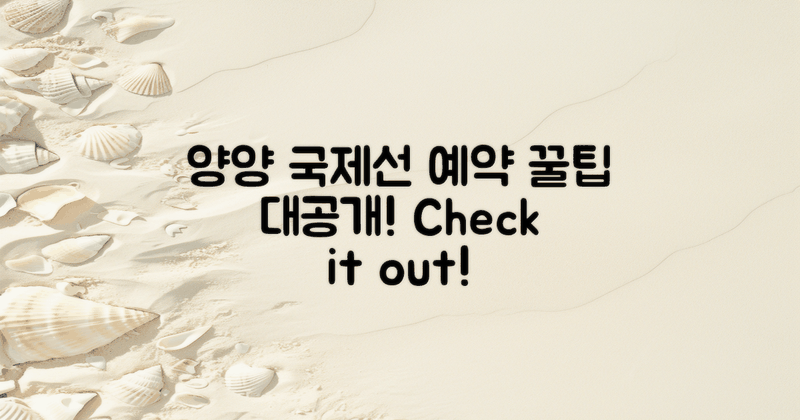 양양국제선 예약 팁 확인하세요