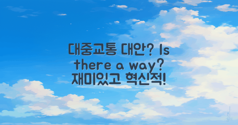 대중교통 대안은 없을까?